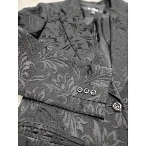Vintage Emanuel Ungaro Womens Black Jacquard Blazer & Dress Set 6 Petite - Picture 13 of 16